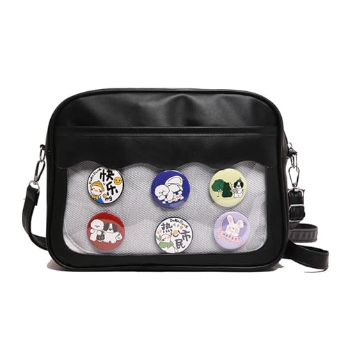 UncleS Klare Umhängetasche Lässig Itabag PU Messengers Pin Display Schülerschule Japanische Stile Crossbody Japanischer Stil Crossbody Für Frauen PU Leder Itabag Klare Schulter von UncleS