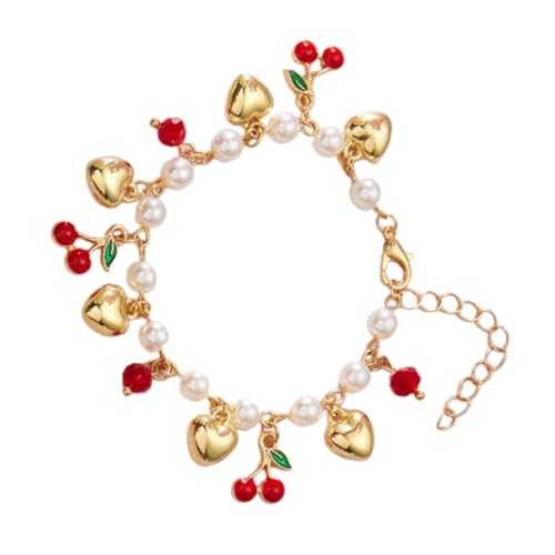 UncleS Kleines Obstarmband Delikates Handschmuck Herz Accessoires Legierungstextur Geeignet Für Besondere Event Erdbeerperlen von UncleS