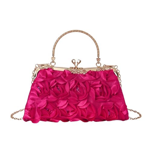 UncleS Luxuriöse Handtasche Rose Dekoration Abendbeutel Stilvolle Schultertasche Mit Kettenriemen Für Braut Und Brautjungfern Brautjungfer Handtasche von UncleS