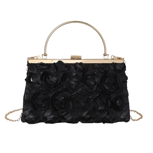 UncleS Luxuriöse Handtasche Rose Dekoration Abendbeutel Stilvolle Schultertasche Mit Kettenriemen Für Braut Und Brautjungfern Brautjungfer Handtasche von UncleS
