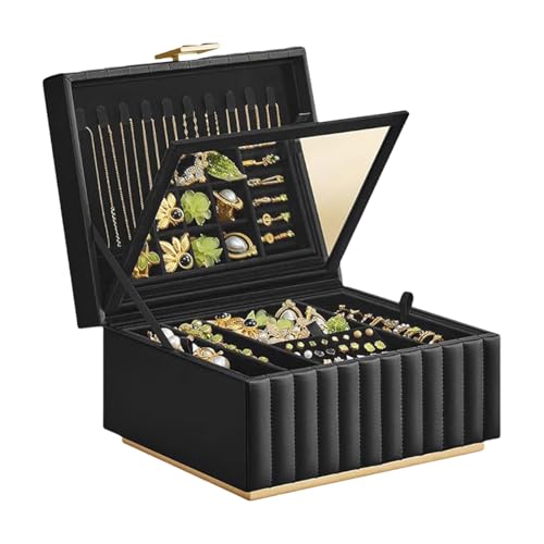 UncleS Luxuriöse Zwei Schicht Schmuck Aufbewahrungskoffer Einzigartige Kiste Mit Brillen Und Abnehmbaren Fächern Für Frauen Entfernbare Tablett von UncleS