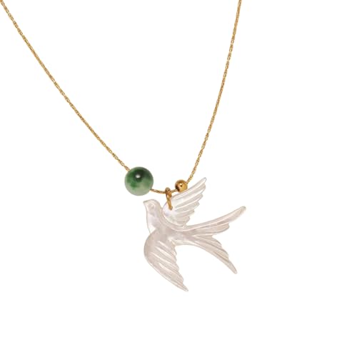 UncleS Minimalist Swallow Bird Perle Halskette Zeitgenössische Chinesische Inspirierte Leichte Harzlegierung Mode Blackblatt Kette Neue Chinese Inspirierte Schwalbenschmuck von UncleS