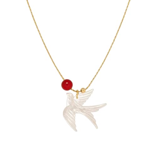 UncleS Minimalist Swallow Bird Perle Halskette Zeitgenössische Chinesische Inspirierte Leichte Harzlegierung Mode Blackblatt Kette Neue Chinese Inspirierte Schwalbenschmuck von UncleS