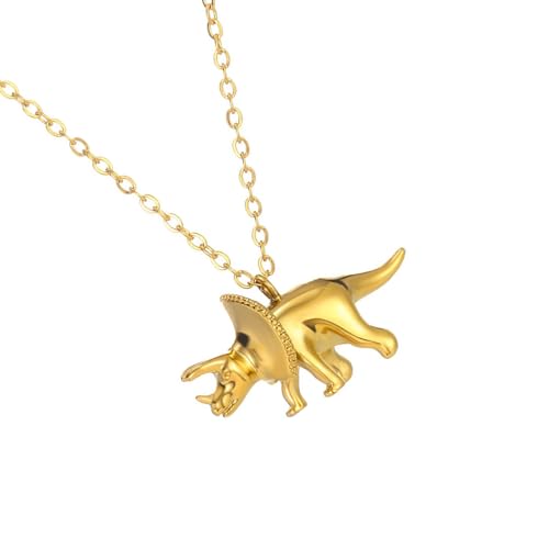UncleS Mode Dinosaurier Anhänger Halskette Goldkette Kinder Niedlichkeit Wildtierschmuck Accessoire Für Tägliche Party Stilvolle Party von UncleS