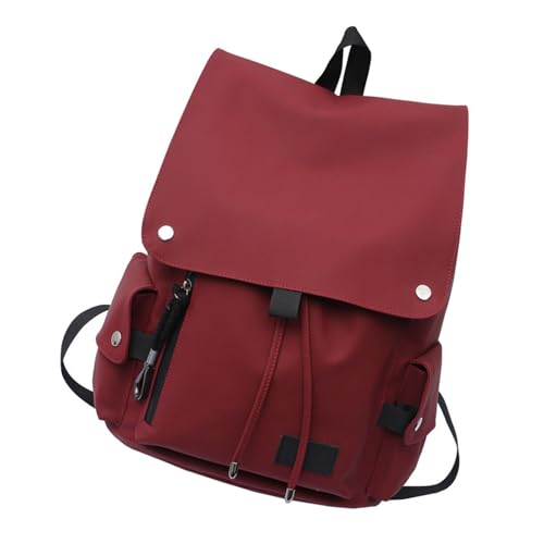 UncleS Mode Geräumige Schultasche Wasserbeständiges PU Leder Große Klappen Designs Draw String Rucksack Streetwear Für Männer Frauen Schüler Schoolbag von UncleS