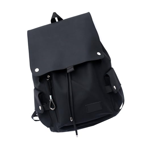 UncleS Mode Geräumige Schultasche Wasserbeständiges PU Leder Große Klappen Designs Draw String Rucksack Streetwear Für Männer Frauen Schüler Schoolbag von UncleS