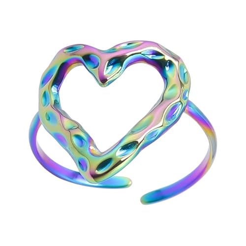 UncleS Mode Herz Offene Ringe Trendy Edelstahl Verstellbarer Eleganter Schmuck Für Frauenform von UncleS