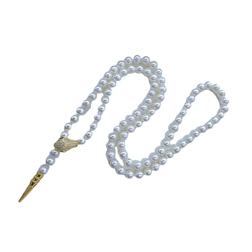 UncleS Mode Schlangen Halskette Mit Verstellbarer Kette Faux Pearls Perlen Neckchain Handgefertigt Mode Langpullover Kettenkostüm Schmuck von UncleS