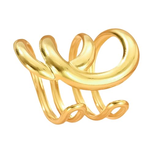 UncleS Moderne Hohlringe Mit Unregelmäßigen Linien Datum Schmuck Bequeme Fit Ringe Edelstahl Für Trendige Jugendliche Frauen Alltag Tragen Schmuck von UncleS