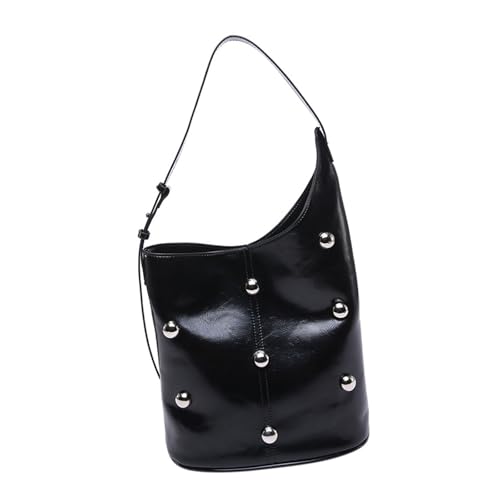 UncleS Modische PU Leder Umhängetasche Für Frauen Nieten Perlen Sternte Eimer Form Unterarmhandtasche Mit Geräumiger Fachpartiment. von UncleS