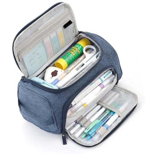 UncleS Multifunktionales Bleistiftfall Mit Großer Kapazität Doppelschichtschichtstifthülle Mehrere Fächer Leinwandbeutel Für Studenten Mit Großer Kapazitätsbeutel Der Schüler von UncleS