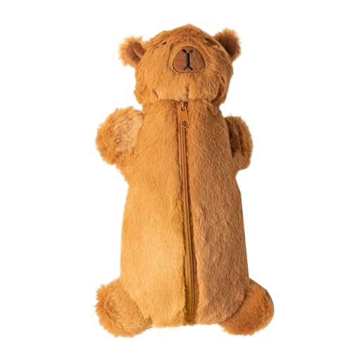 UncleS Plüsch Bleistiftkoffer Neuheit Tierstiftbeutel Reißverschlüsse Tasche Große Kapazität Für Frauen Schüler Büroschule Brown Box von UncleS