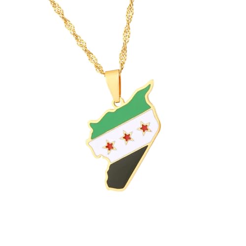 UncleS Raffinierte Syrienkarte Anhänger Halskette Einzigartiges Accessoire Clear Map Mode Neckschmuck Für Den Täglichen Edelstahl Anhänger von UncleS