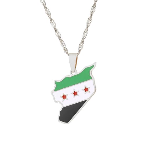 UncleS Raffinierte Syrienkarte Anhänger Halskette Einzigartiges Accessoire Clear Map Mode Neckschmuck Für Den Täglichen Edelstahl Anhänger von UncleS