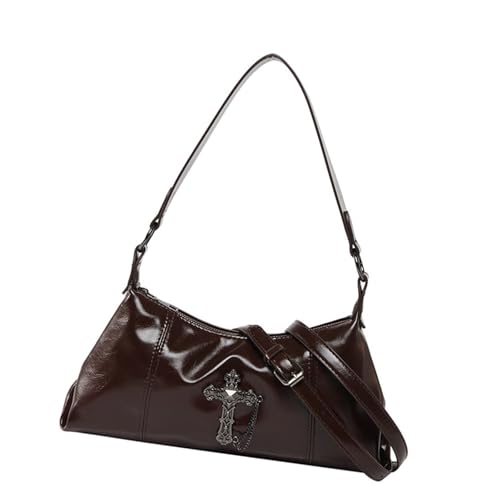 UncleS Retro Inspirierte Handtasche Mit PU Leder Und Nietdetail Umhängetasche Verstellbarer Riemen Achselbaus Für Modeliebhaber Gothic Punk Umhängetasche von UncleS