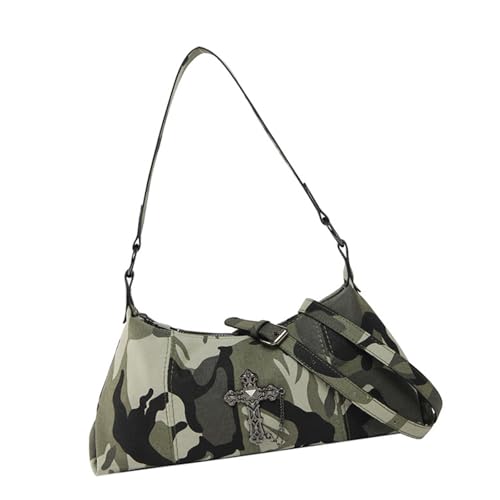 UncleS Retro Inspirierte Handtasche Mit PU Leder Und Nietdetail Umhängetasche Verstellbarer Riemen Achselbaus Für Modeliebhaber Gothic Punk Umhängetasche von UncleS