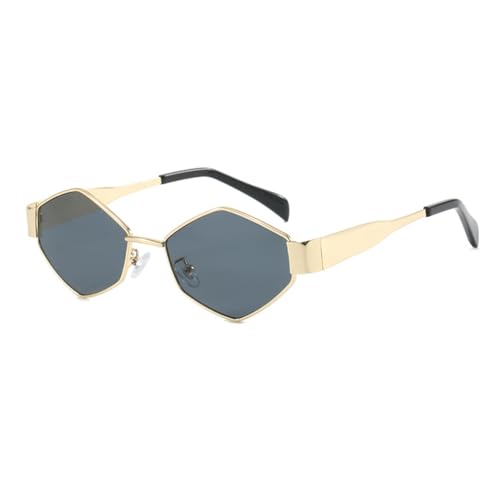 UncleS Retro Shades Brille für Damen und Herren, modische Brille ohne für Geeks, dünner Rahmen, modisch, schwarzer Rahmen, Goldener Rahmen, graues Stück UncleS Retro Shades Brille für Damen und Herren, modische Brille ohne für Geeks, dünner Rahmen, modisch, schwarzer Rahmen, Goldener Rahmen, graues Stück von UncleS