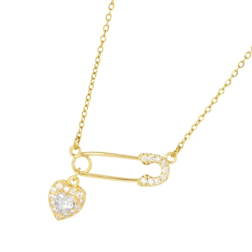 UncleS Romantik Gold Ton Herzförmiger Brosche Halskette In Modischen Trendy Schmuck Statement Accessoire Mode von UncleS