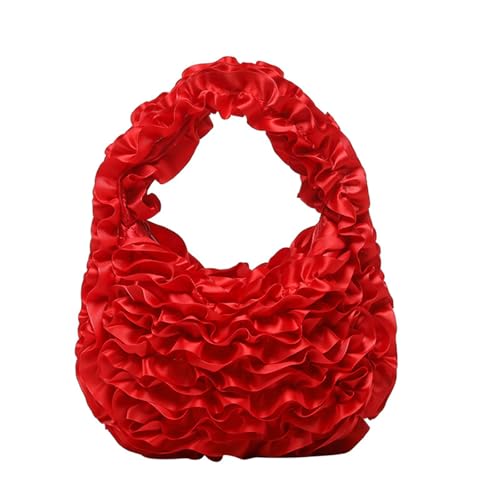UncleS Rüschengeschnittene Spitzenpolyester Handtasche Elegante Abend Geldbeutel Top Für Nachtveranstaltung Büro Pendelpendel Spitze Faltenhandtasche von UncleS