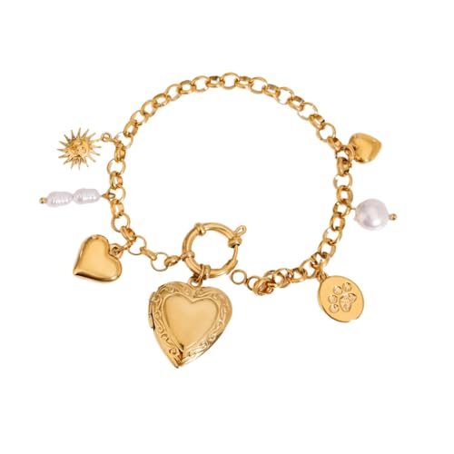 UncleS Schönes Herzförmiges Rahmen Armband Fotorahmen Armband Hochzeit Schmuck Edelstahl Textur Für Verschiedene Anlässe Fotoschmuck Für Frauen von UncleS