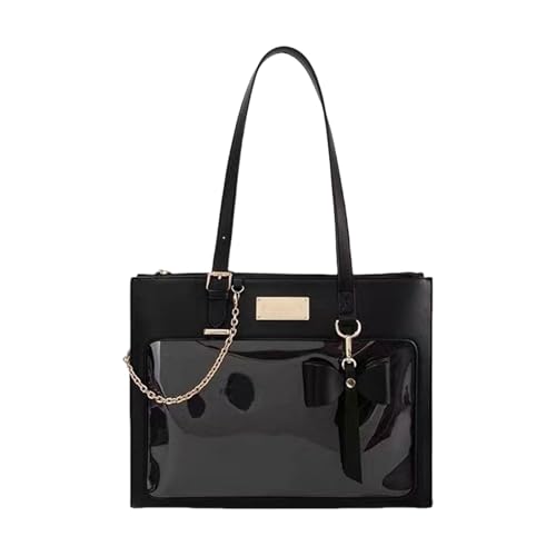 UncleS Schulmädchen Süße Bögen Transparente PU Schulter Handtasche Japanisch Klare Fenster Crossbody Tasche Itabag Für Anime Pin Display Japanische Schüler PU Lederumhängende Umhängetasche von UncleS