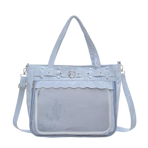 UncleS Stilvolle College-Umhängetasche, großes Fassungsvermögen, transparenter Ausweishalter, ergonomischer Schultergurt, praktische PU-Tasche, große Kapazität, Itabag, blau, One Size UncleS Stilvolle College-Umhängetasche, großes Fassungsvermögen, transparenter Ausweishalter, ergonomischer Schultergurt, praktische PU-Tasche, große Kapazität, Itabag, blau, One Size von UncleS