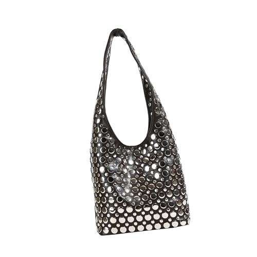 UncleS Stilvolle Eimerbeutel Dekorierte Einzigartige Stollen Designs Umhängetasche PU Leder Achselbackbeutel Modehandtasche Für Trendsetters Stilvolle PU Handtasche von UncleS