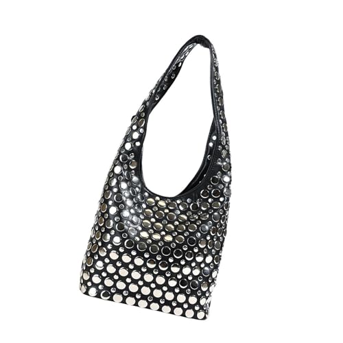 UncleS Stilvolle Eimerbeutel Dekorierte Einzigartige Stollen Designs Umhängetasche PU Leder Achselbackbeutel Modehandtasche Für Trendsetters Stilvolle PU Handtasche von UncleS