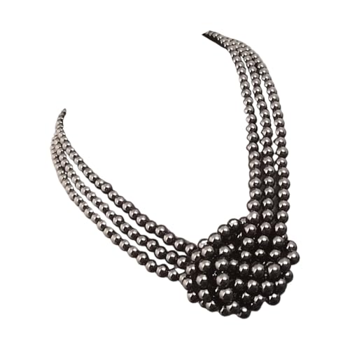 UncleS Stilvolle Farbblöcke Imitation Perlen Halskette Mehrstufige Neckkette Verstellbare Länge Schlüsselbein Kettenkette Schmuck Stilvolle Frauen Halskette von UncleS