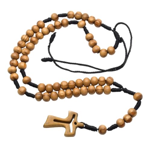 UncleS Stilvolle Holzperlen und Kreuze Anhänger Rosenkranz Halskette für katholisches Gebet Halskette Schmuck Zubehör religiöses Geschenk spirituelle Halskette von UncleS