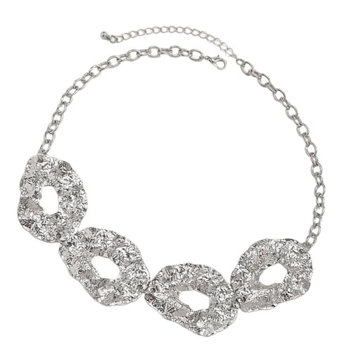 UncleS Stilvolle Unregelmäßige Kreisförmige Halsheilkette Übertriebene Unregelmäßige Kreisförmige Halskette Frauen Schmuck Steampunk Metall von UncleS