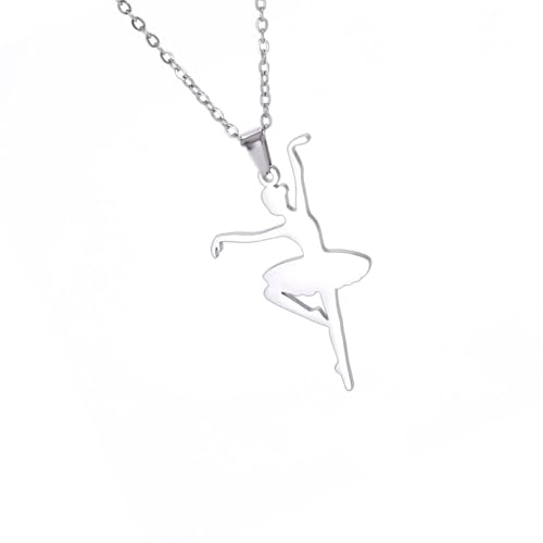 UncleS Stylish Ballet Dancer Halskette Künstlerische Ballett Mädchen Anhänger Halskette Elegant Edelstahl Heckketten Schmuck Robuster Edelstahl von UncleS
