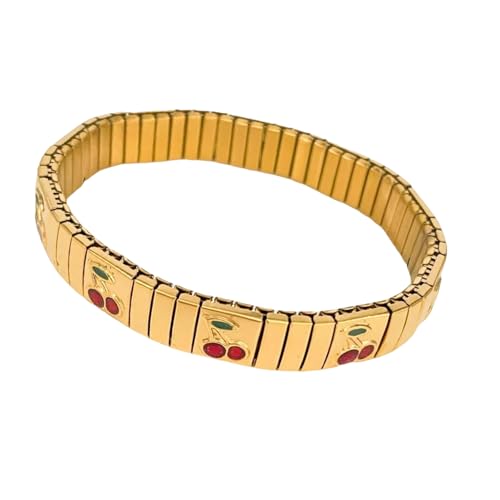 UncleS Trendy Cherrys Erdbeerfrucht Design Verstellbares Armband Italienische Handwerkskunst Bequemer Schmuck Für Frauen Mädchen Verstellbares Handgelenk Armband von UncleS