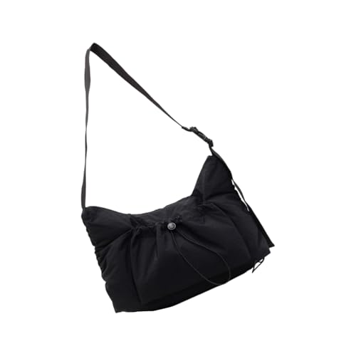 UncleS Umhängetasche Mit Großer Kapazität Für Schülern School Canvas Crossbody Plissee Draw String Messengers Koreanische Stile Crossbody Für Frau Plisse Messenger Leinwand Schulter von UncleS