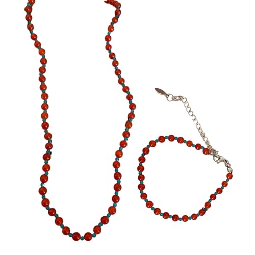 UncleS Vintage Elegante Perlen Halskette Und Armband Set Handgefertigte Verstellbare Schicht Schmuck Imitation Textur Für Frauen Imitation Schlüsselbeinkette Set von UncleS