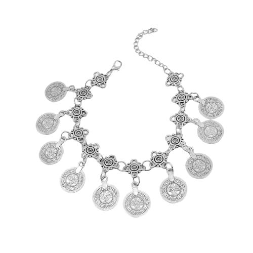 UncleS Vintage Gypsy Coin Quasten Tränket Kette Retro Armband Für Frauen Stilvolle Barfuß Sandalen Schmuck Accessoire Elegantes Fußschmuck von UncleS