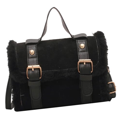 UncleS Winter Damen Crossbody Umhängetasche 2024 Pelzig Plüsch Quadrathandtasche Französische Stile Für Modische Damen Casual Bag von UncleS