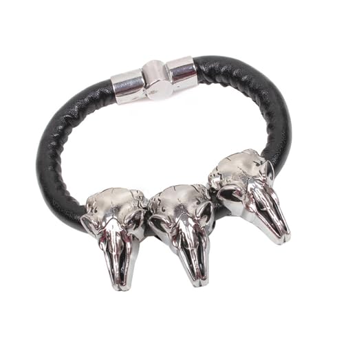 UncleS Ziegenschädel Magnetische Verschluss Armband Für Männer Frauen Gothic Legierung Leder Kette Alternative Rockstile Schmuckzubehör Party Anlass Gothic Hand Accessoire von UncleS