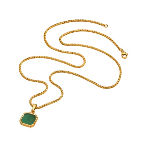 Unisex Frauen Männer Square Anhänger Halskette Geometrische Edelsteine Heckkette Verstellbarer Chokerschmuck Für Tägliche Tragen Titanien Stahl Halskette von UncleS