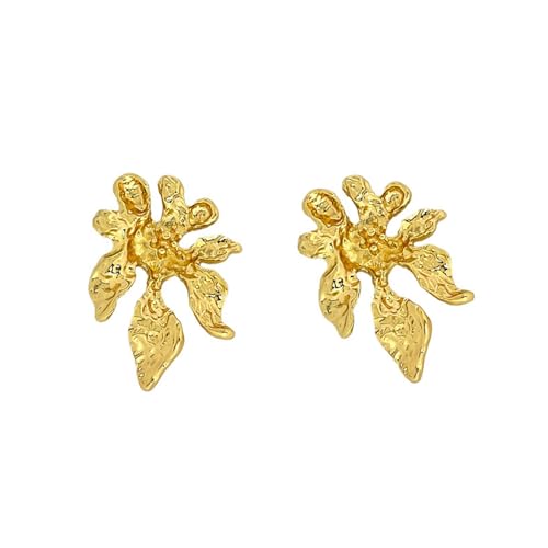 Vintage Blumenohrringe Für Frauen Mit Gold/silbernen Verlegtem Mit Strukturierten Geflitzten Designs Und Unregelmäßigen Geometrischen Wirbeln Ohr Verzierung von UncleS