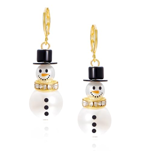 Weihnachts-Ohrringe mit Schneemann-Schneeflocken, mit Perlen und Kristallen, für Festivals, Schmuck, Accessoire für Damen, Perlenohrringe, Einheitsgröße, Wie beschrieben, Wie beschrieben von UncleS