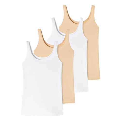 Uncover by Schiesser - Cotton - Unterhemd/Top - 4er Pack (XXL Weiß/Sand) von Uncover by Schiesser