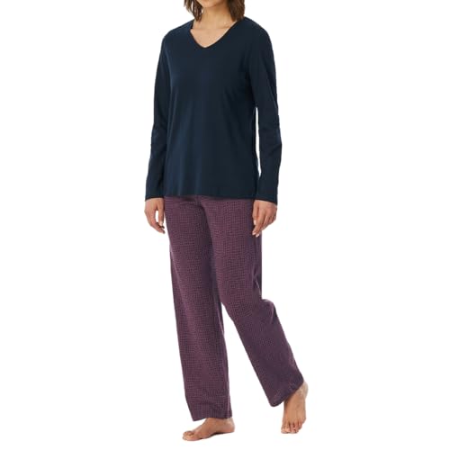 Uncover by Schiesser Damen Schlafanzug Set Shirt Langarm mit Langer Schlafhose-Nachtwäsche Pyjamaset, Nachtblau_182852, 42 von Uncover by Schiesser