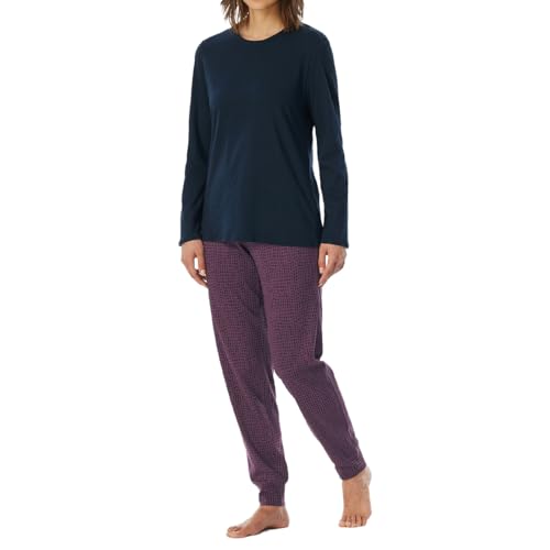 Uncover by Schiesser Damen Schlafanzug Set Shirt Langarm mit Langer Schlafhose-Nachtwäsche Pyjamaset, Nachtblau_182853, 48 von Uncover by Schiesser
