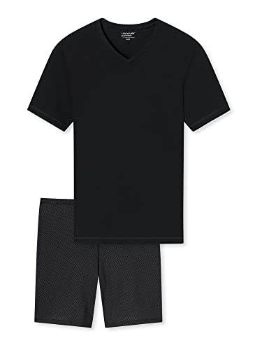 Uncover by Schiesser Herren Pyjama Kort Schlafanzug kurz, Schwarz, 52 EU von Uncover by Schiesser