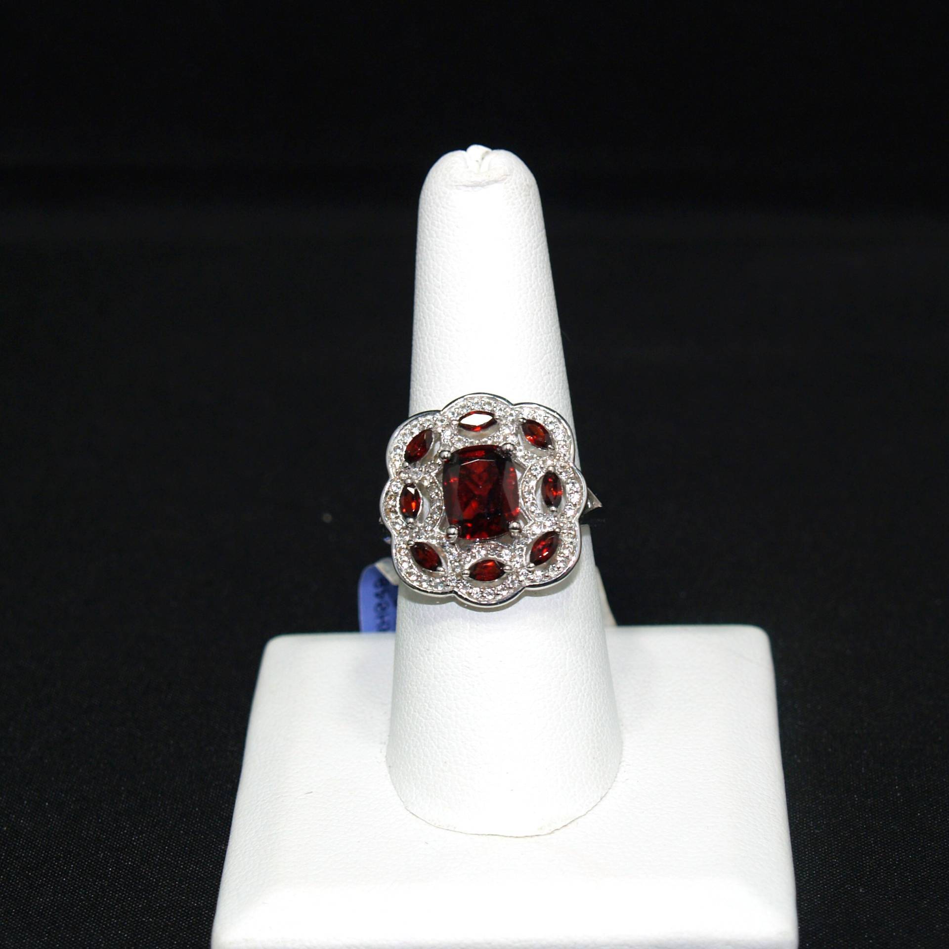sterling Silber Granat Ring, Thailand, Größe 8.25, 1990Er Jahre Vintage Schmuck von UncoveringVintage
