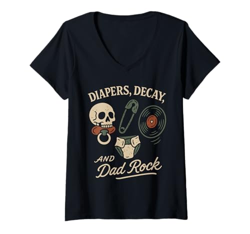 Damen Zombie Papa Apokalypse Eltern Horror Papa Humor Halloween T-Shirt mit V-Ausschnitt Damen Zombie Papa Apokalypse Eltern Horror Papa Humor Halloween T-Shirt mit V-Ausschnitt von Undead Father Brains and Diapers Funny Survival