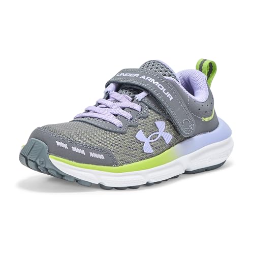 Under Armour Assert 10 Vorschule Mädchen Sneaker mit alternativem Verschluss, (025) Castlerock/Green Vibe/Transparent, 11.5 Little Kid von Under Armour
