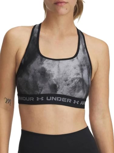 Under Armour Crossback Mid Print Sport-BH für Damen, 0012 - Black, S von Under Armour