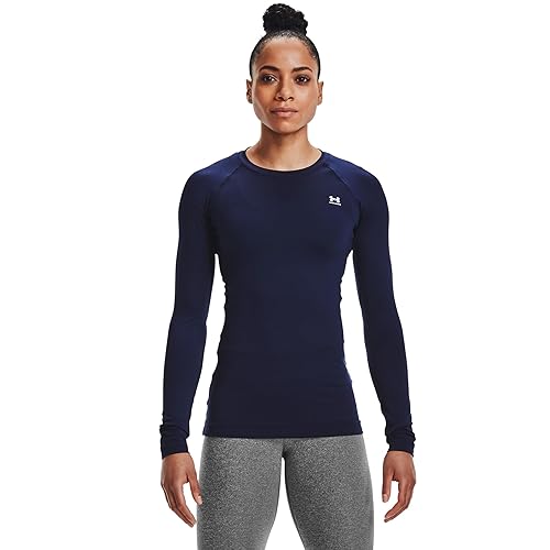 Under Armour Damen Authentics Langarmshirt mit Rundhalsausschnitt Hemd, Midnight Navy (410)/White, X-Small von Under Armour